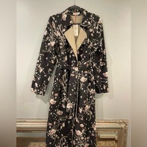 Solitaire Black Floral Suede Trench